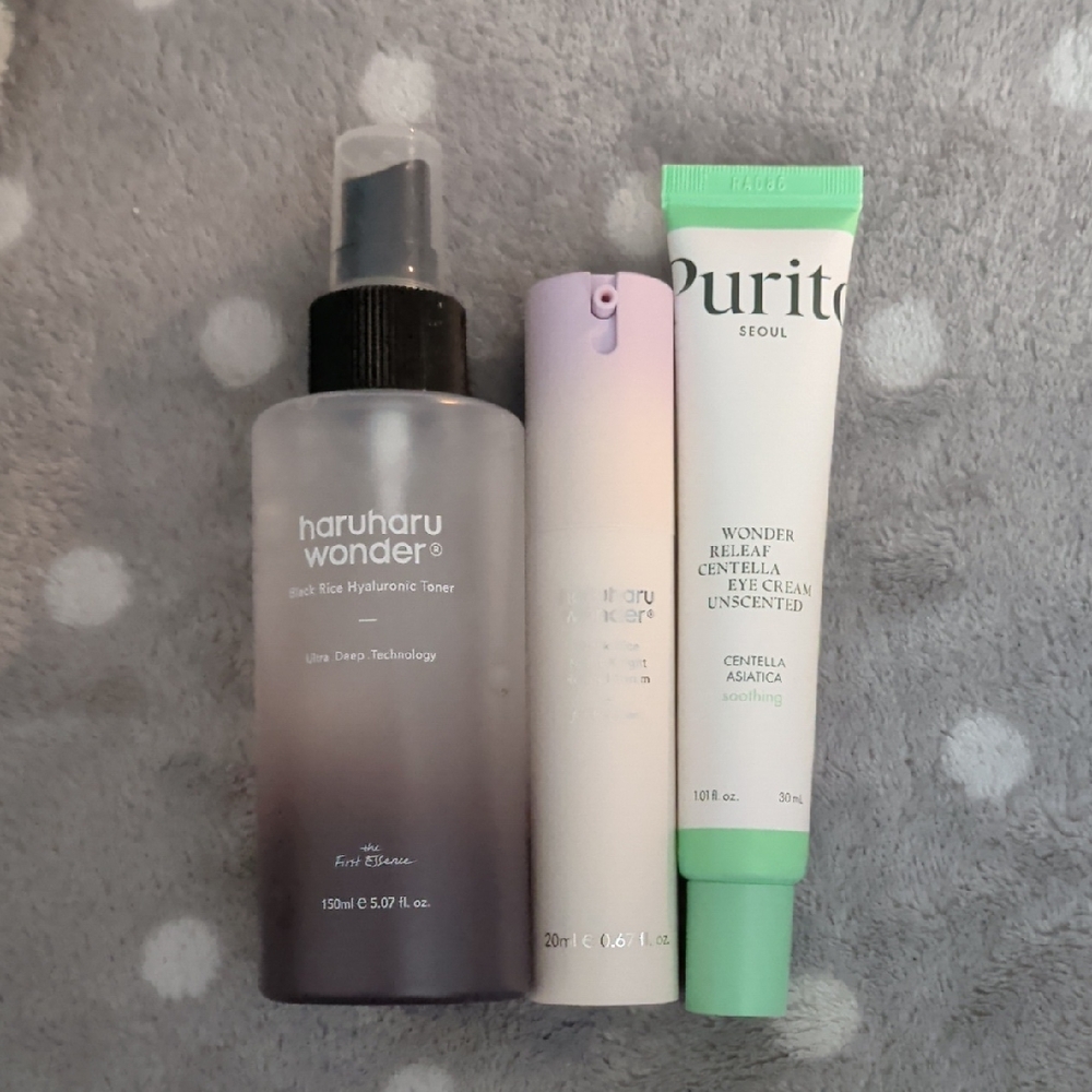 HaruHaru Wonder Black Rice Hyaluronic Toner + Purito Centella Eye Cream Bundle